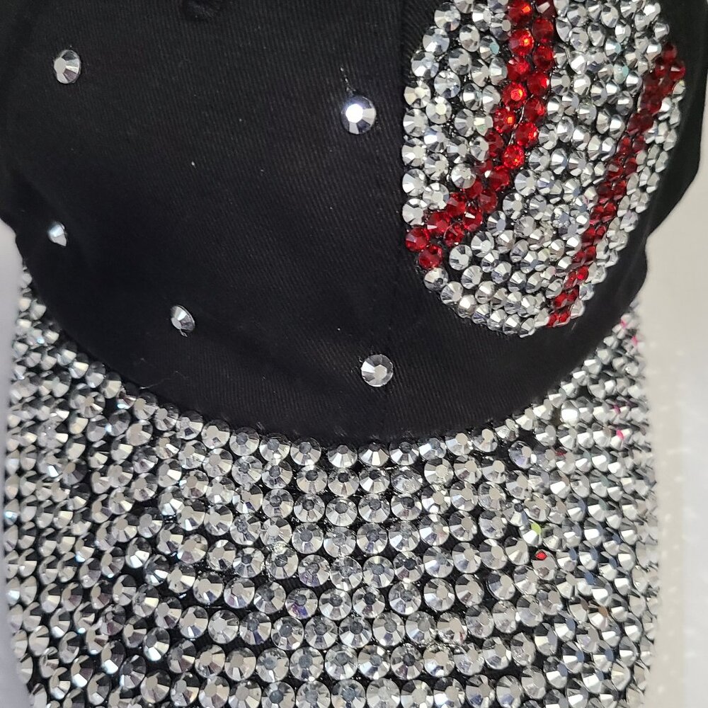 Black Rhinestone Bling Baseball Hat